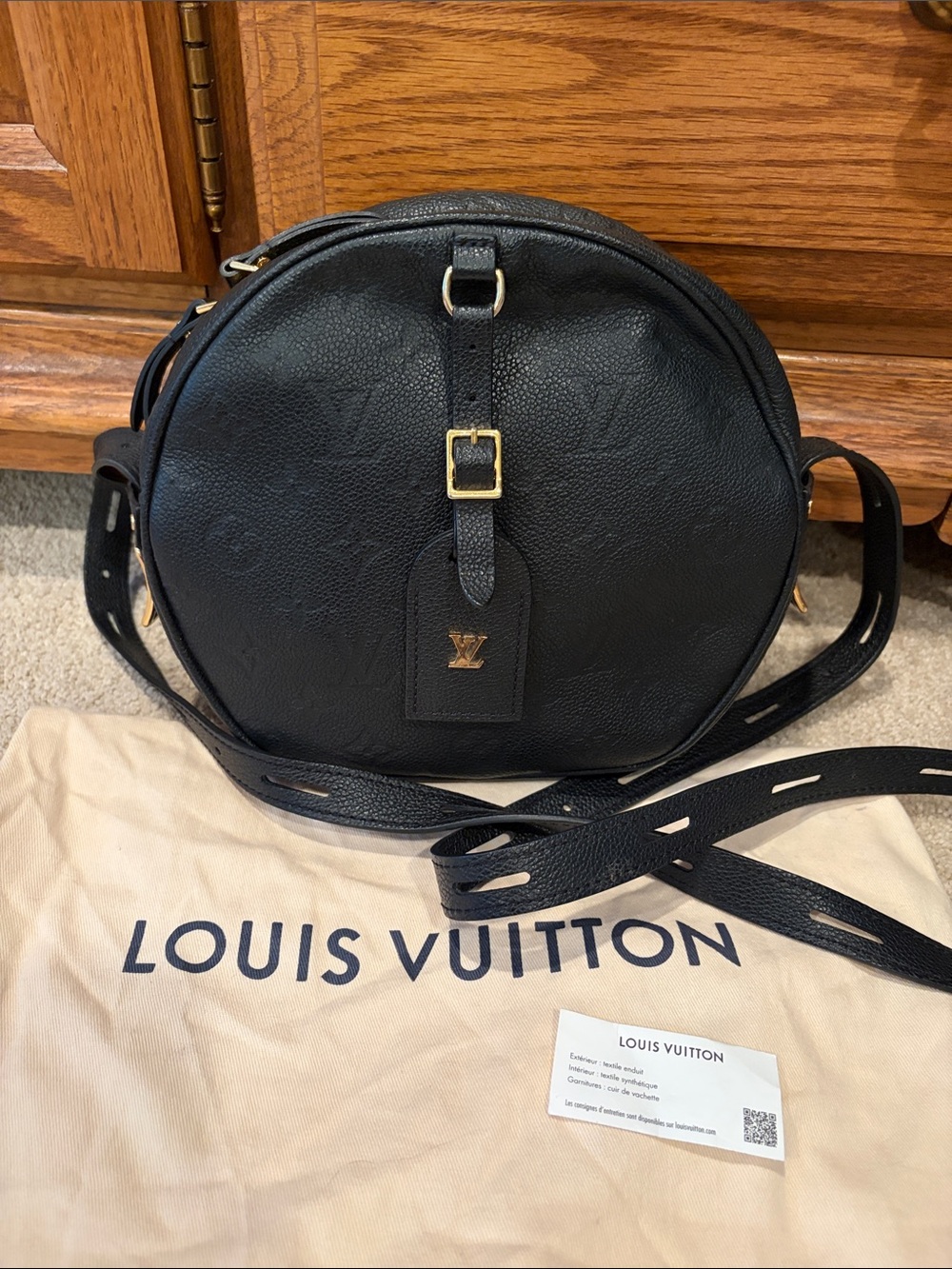 Louis Vuitton Black Round Embossed Monogram Crossbody